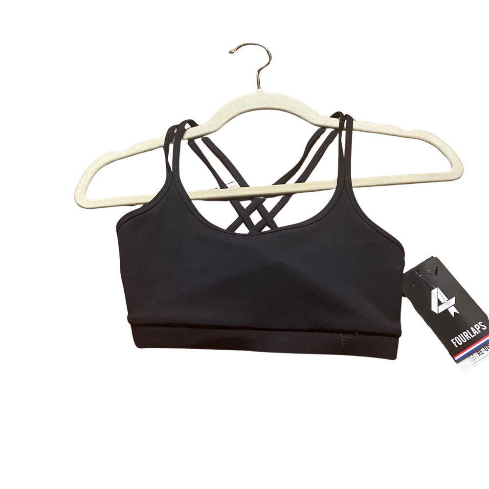 Fourlaps vitality black sports bra - nwt - size xs
